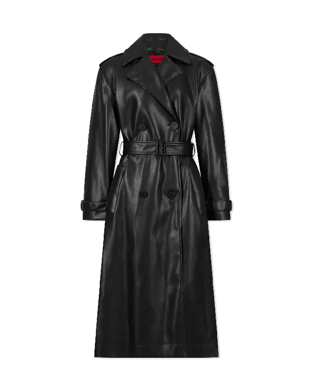 Malitta-1 Faux Leather Trench Coat