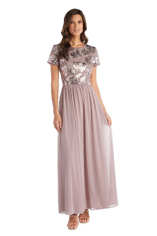 R&M Richards 7058P Long Formal Petite Sequins Dress