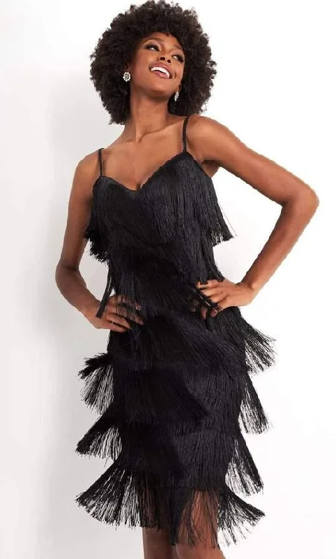 Jovani M3220 Short Fringe Dress Cocktail