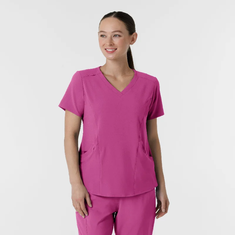 RENEW Women's V-Neck Scrub Top - Raspberry