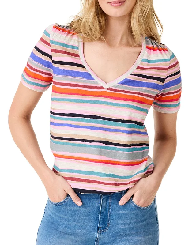 NIC+ZOE Painted Stripes V-Neck T-Shirt