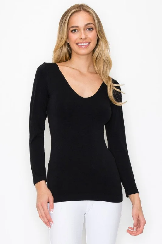 Women’s Seamless Reversible V-Neck Long Sleeve Top