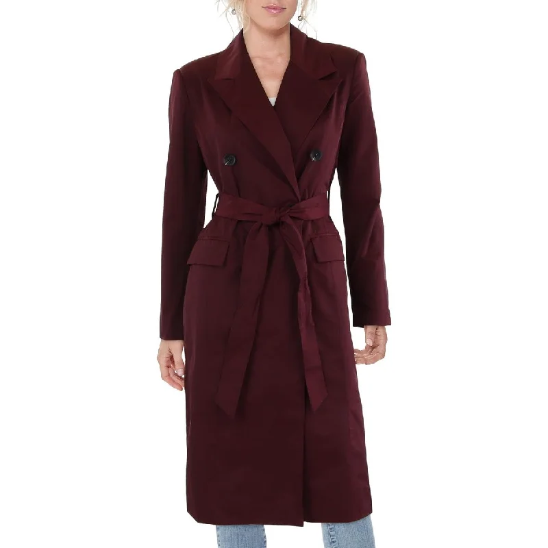 Avec Les Filles Womens Cotton Blend Shoulder Pads Trench Coat