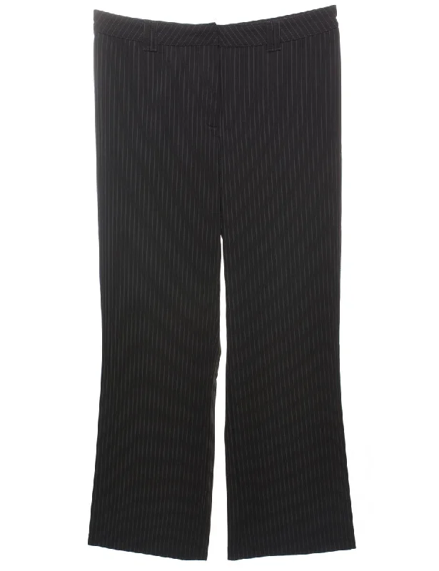 Black Pinstriped Trousers - W36 L30