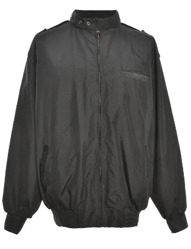 Zip Front Black Jacket - M