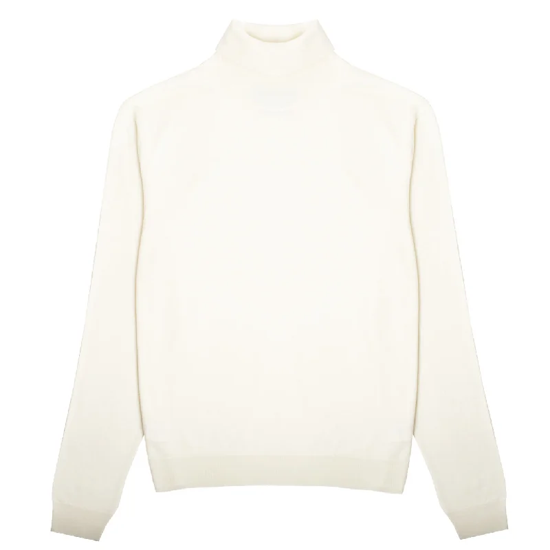 Sunspel Womens Merino Silk Roll Neck Sweater Ivory