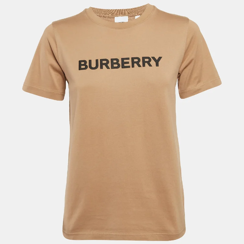 Burberry Brown Logo Print Cotton Crew Neck T-Shirt