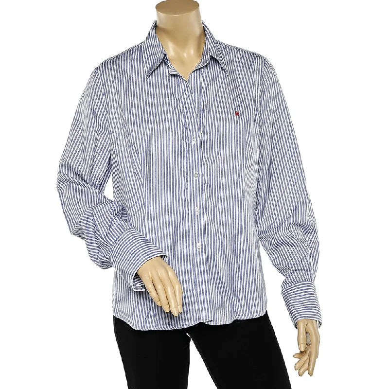 Ch Carolina Herrera Blue Striped Cotton Button Front Shirt