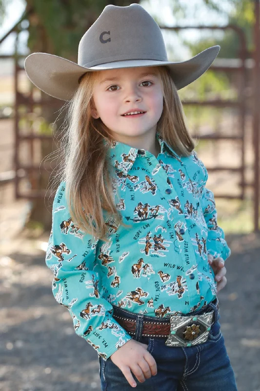 Cruel Girl Turquoise Long Sleeve Print Shirt