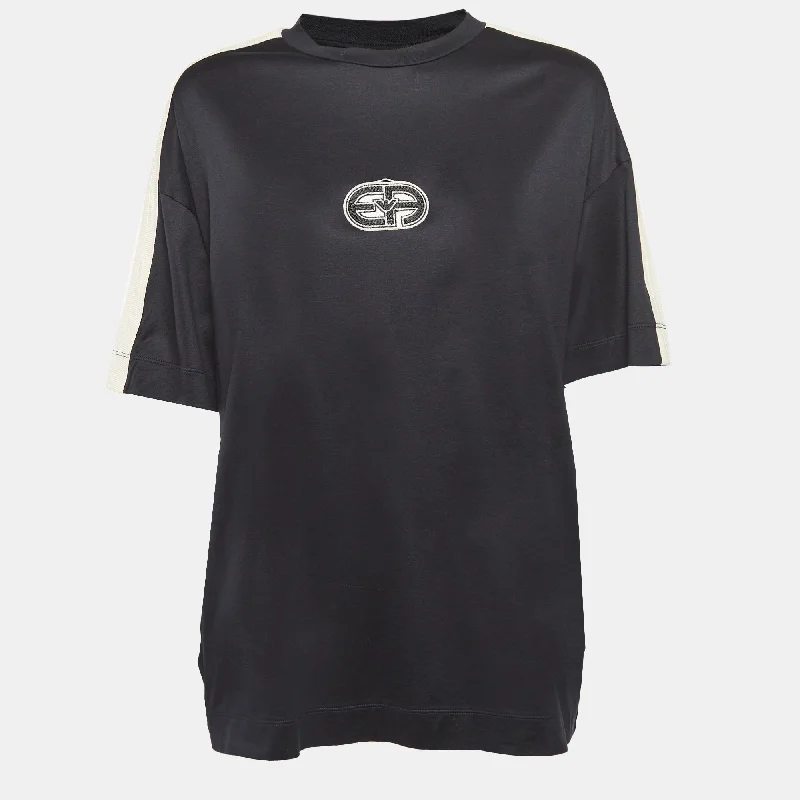 Emporio Armani Black Lyocell Blend Crewneck T-Shirt