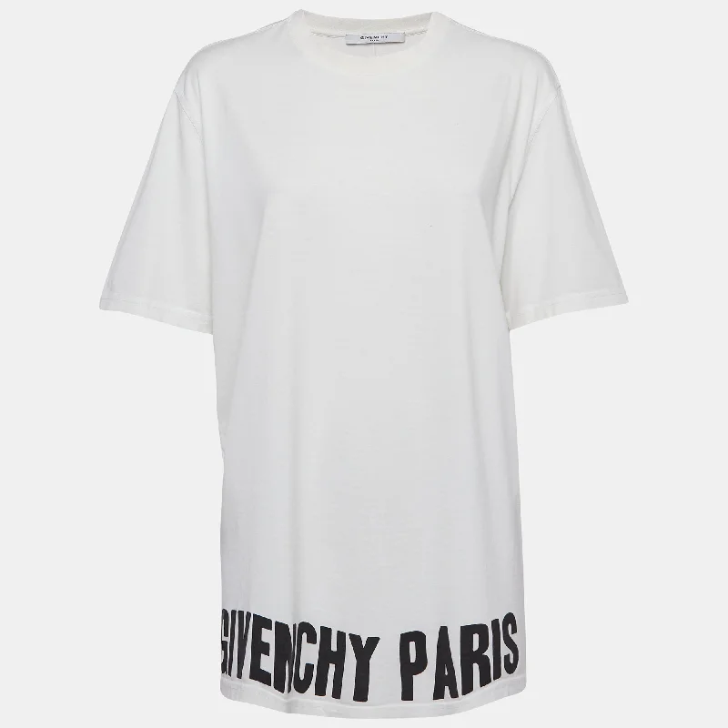 Givenchy White Cotton Logo Printed Crew Neck T-Shirt