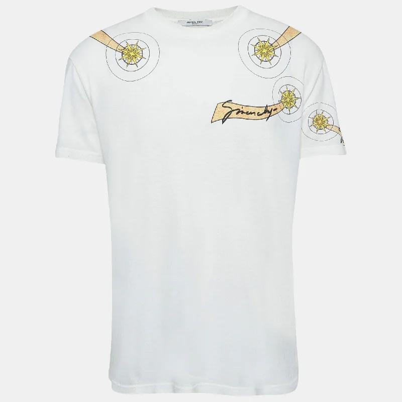 Givenchy White Goat Print Cotton Knit Crew Neck T-Shirt