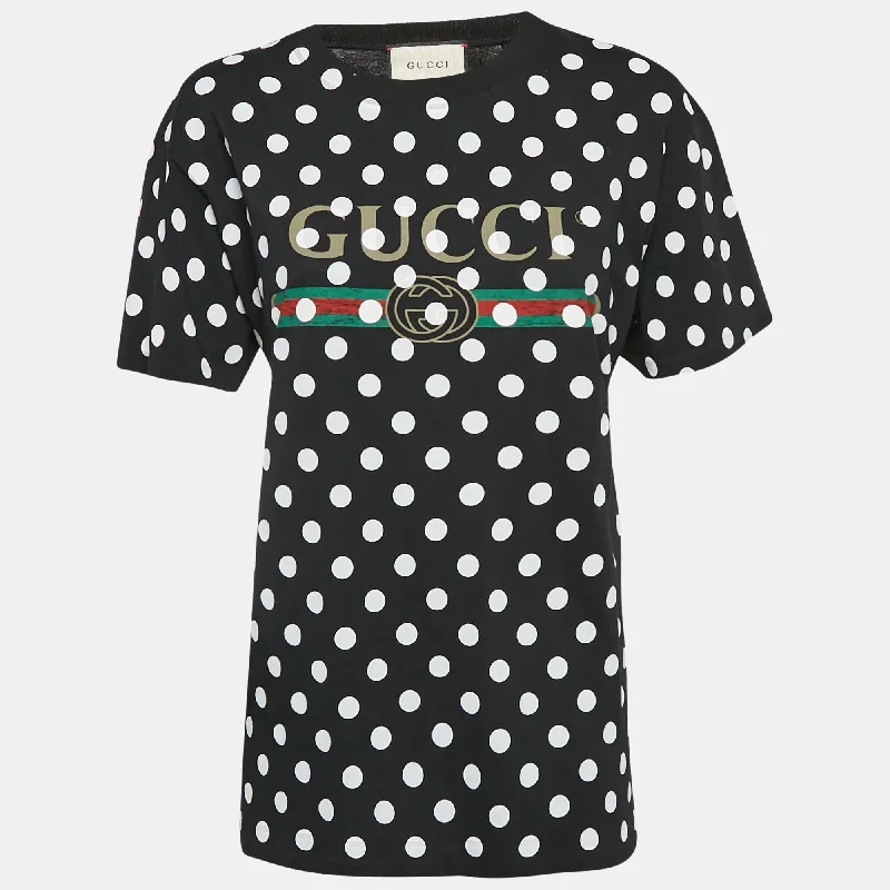 Gucci Black Vintage Logo And Polka-Dots Print Jersey T-Shirt