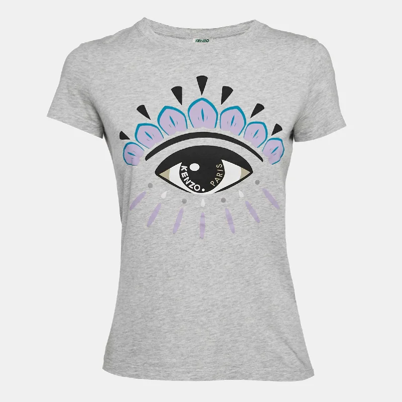 Kenzo Grey Eye Print Jersey Crew Neck T-Shirt