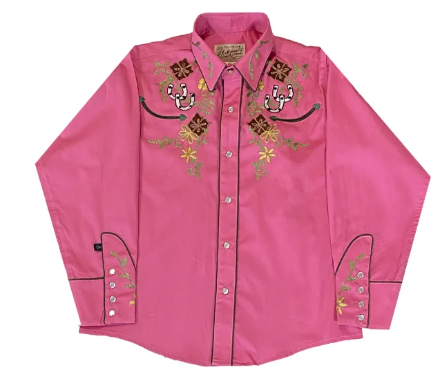 Little Girls Vintage Embroidered Horseshoe Snap Shirt