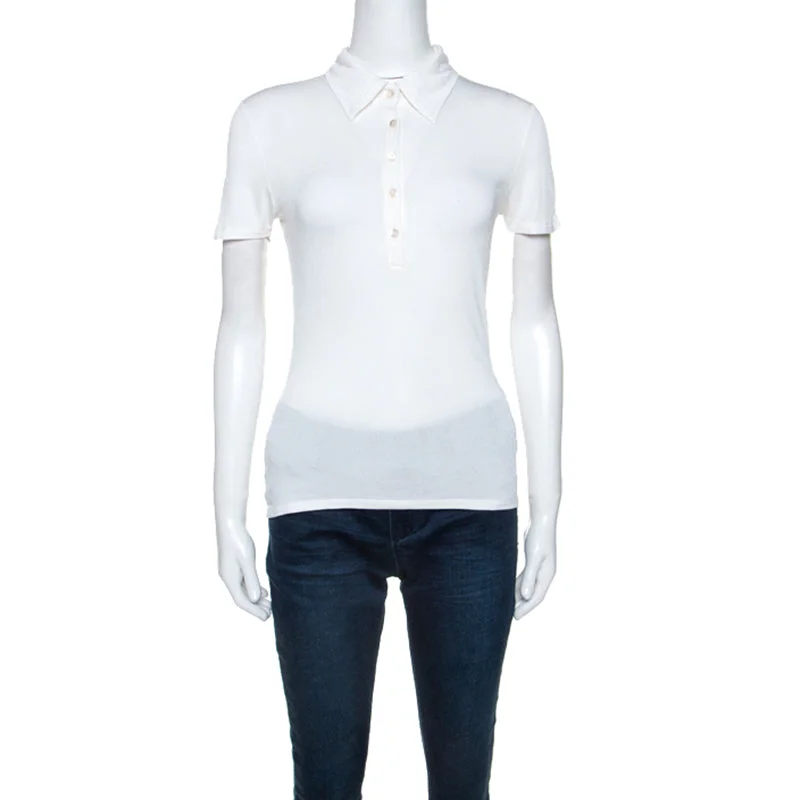 Max Mara White Jersey Collared T-Shirt M