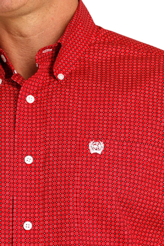 Men's Cinch Red Print Long Sleeve Button Down Shirt