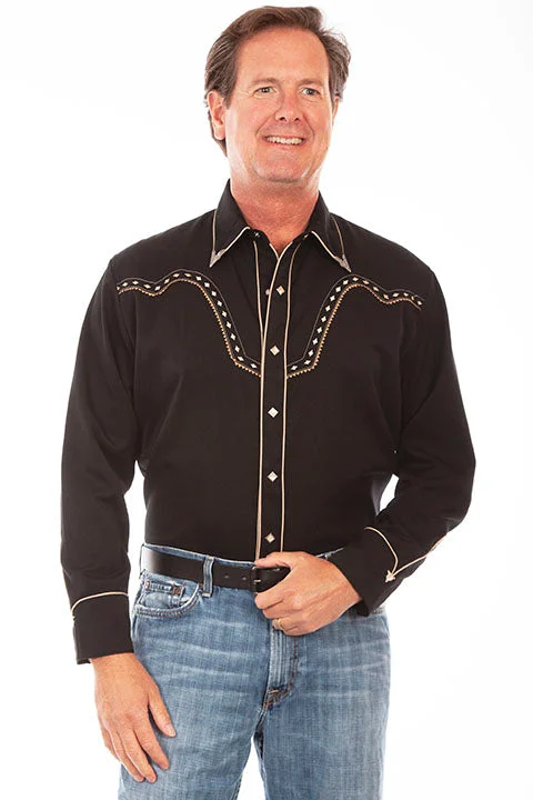 Men's Long Sleeve Black Diamond Yoke Snap Shirt