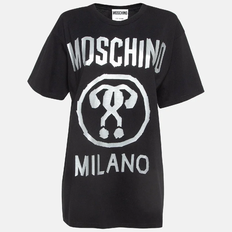 Moschino Couture Black Double Question Mark Print Cotton T-Shirt M