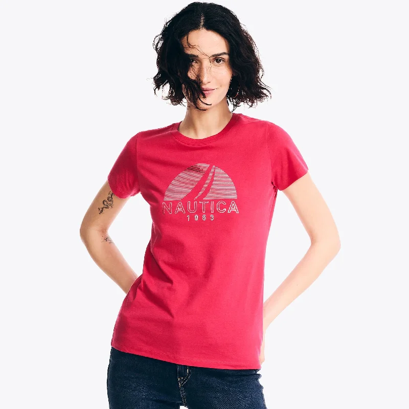 Nautica Womens Sustainably Crafted Foil Logo Graphic T-Shirt