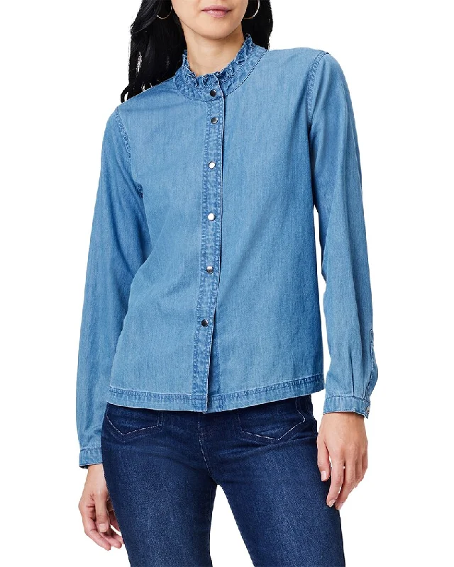 NIC+ZOE Ruffle Neck Denim Shirt