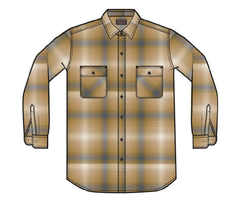 Pendleton Men's Beach Shack  Flax Grey Ombre Plaid Shirt