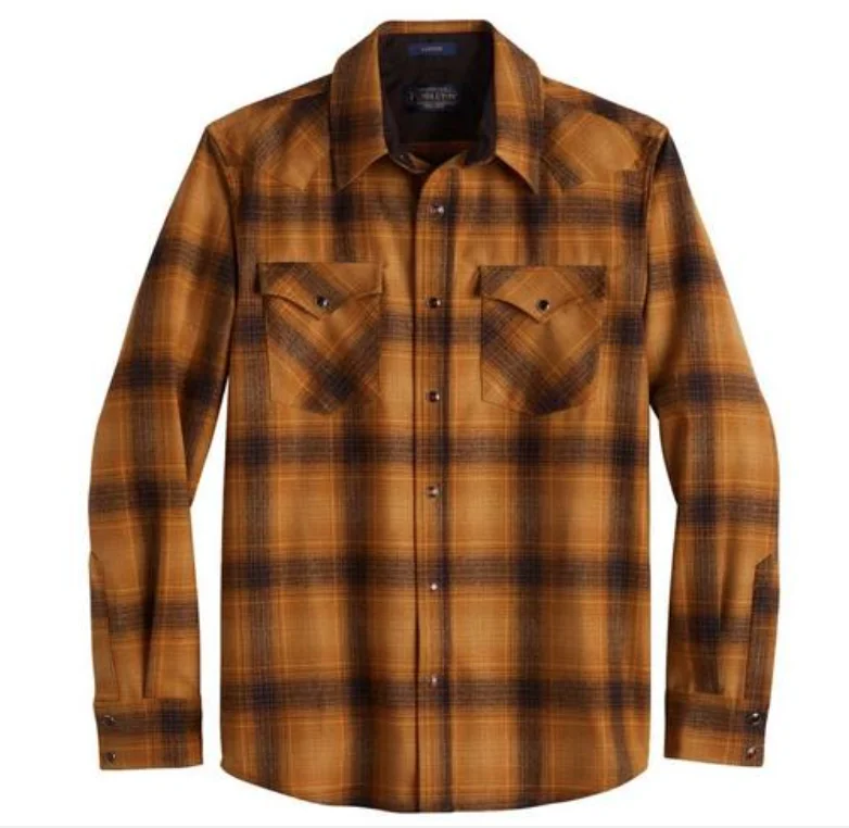 Pendleton Men's Canyon Gold Brown Ombre Snap Shirt