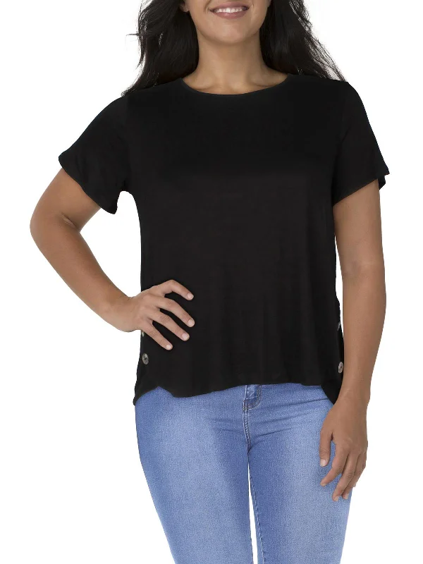 Plus Womens Slub Jewel Neck T-Shirt