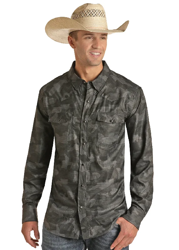 Rock and Roll Men's Camo Ripstop Snap Shirt