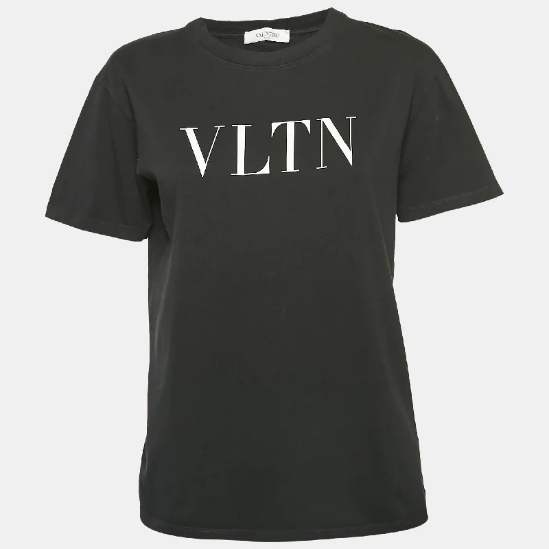 Valentino Black Vltn Print Jersey Crew Neck T-Shirt