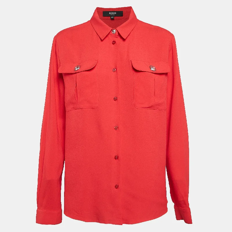 Versus Versace Red Crepe Button Front Shirt