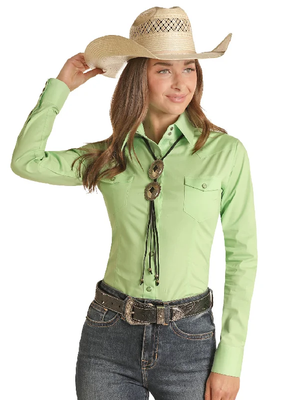 Women's Long Sleeve Solid Snap Shirt